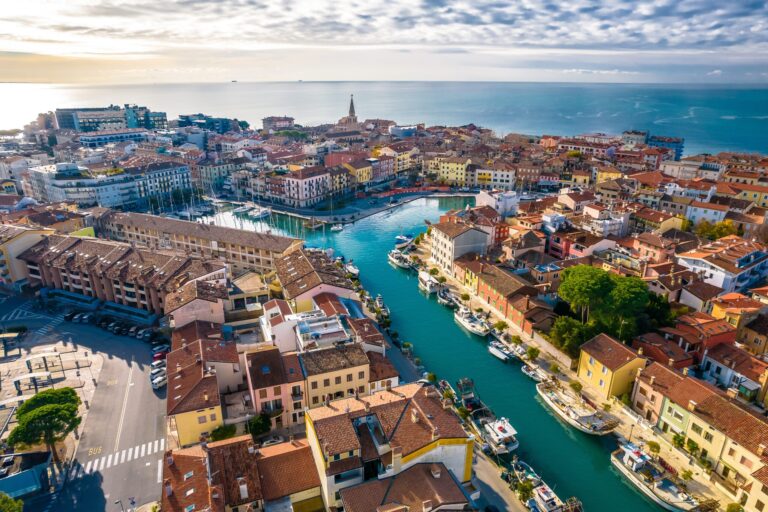 Town,Of,Grado,Colorful,Architecture,And,Channels,Aerial,View,,Friuli-venezia